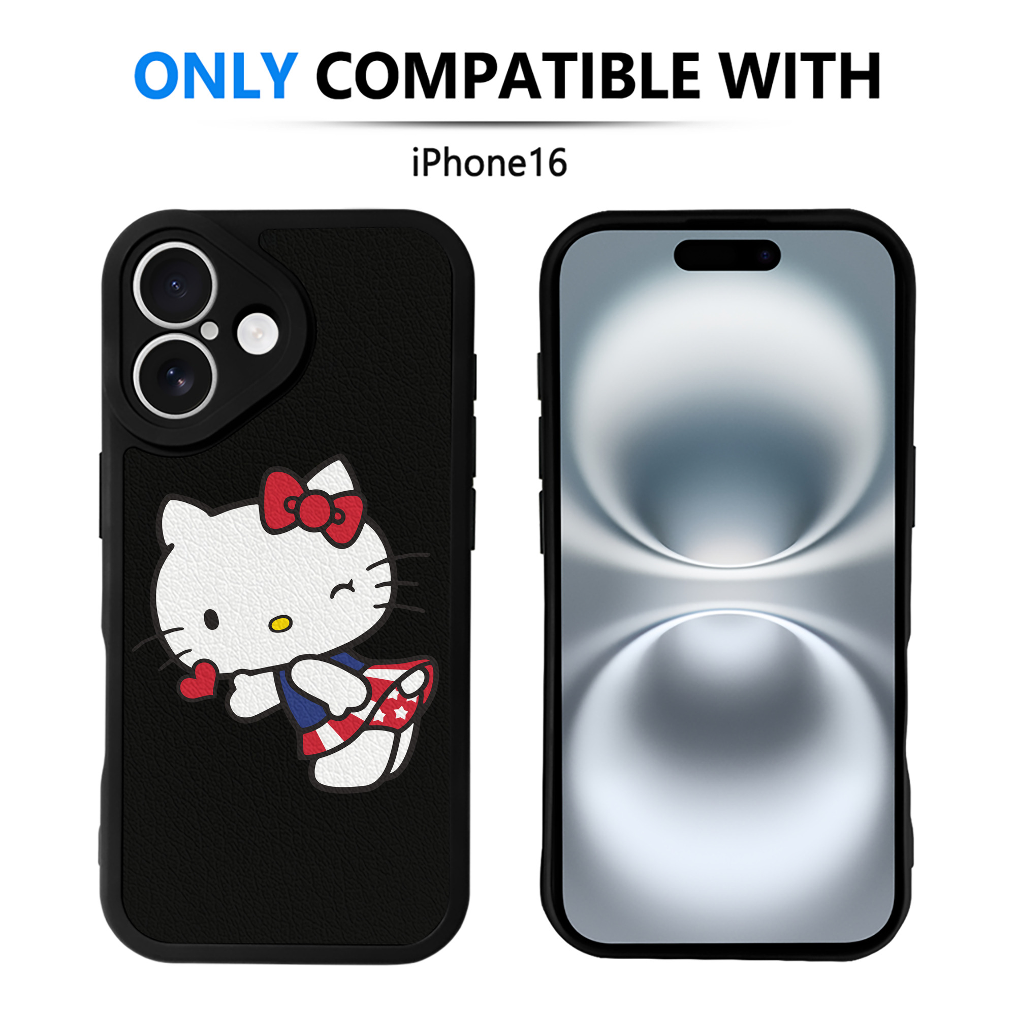 （画像用） Hello Kitty ハローキティ 【iPhone 16シリーズ対応】シリコンスマホケース（レザー調） 材質：シリコン